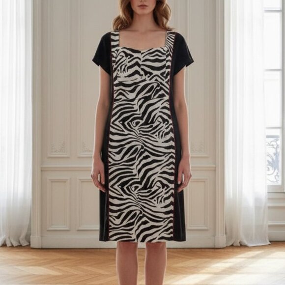 Eloquii  Black & White Animal Print Sheath NWOT Dress 22 - Picture 1 of 9